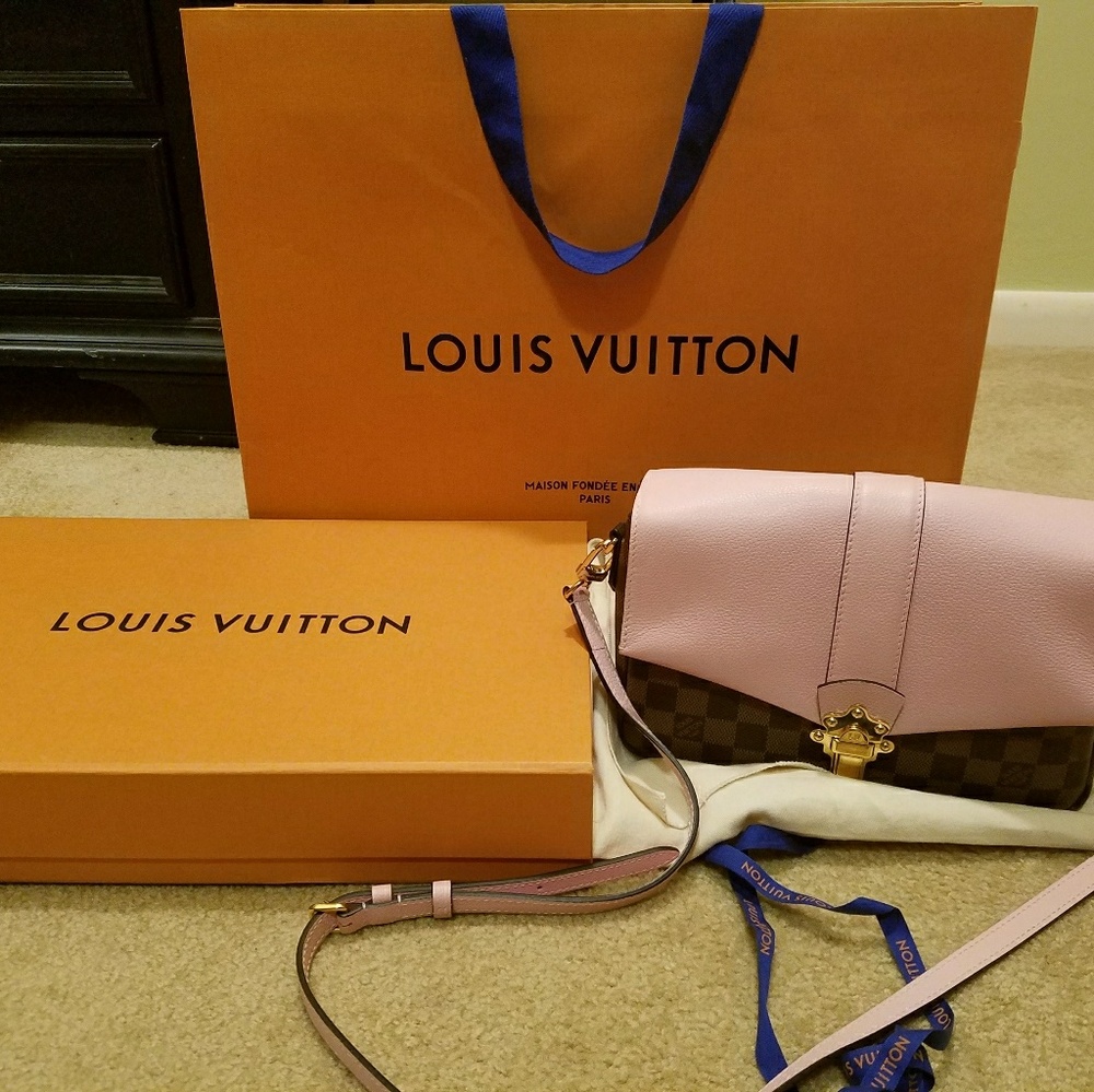 LVClapton Damier Ebene Raisin Canvas Leather
